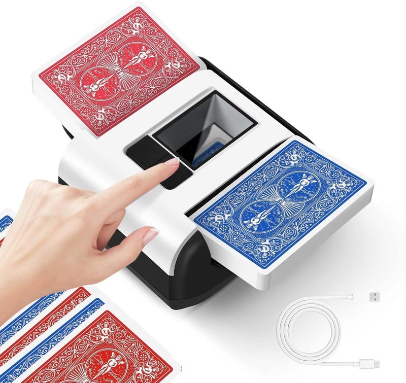 YOOUT Automatic Card Shuffler for 2 Decks - Rechargeable & Ultra-Quiet Electric Shuffling Machine for Poker, Texas Hold'em, UNO, Blackjack, and Family Game Night - Image 1
